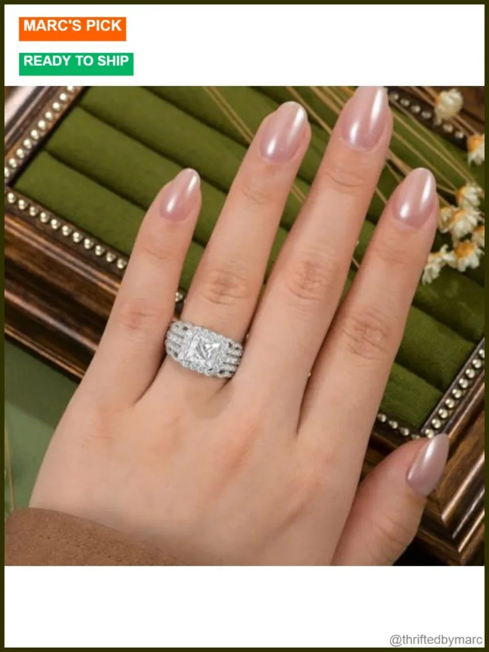 925 Sterling Silver Princess Cut Wedding Ring Set